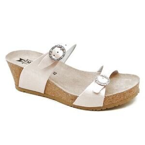 Mephisto Idelya Wedge Women’s‎ Leather Sandals Size 40 US 9.5 White